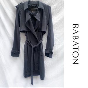 🖤 BABATON open front trench coat with cascading lapels.
